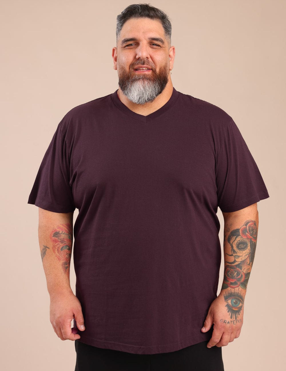 FOX פלאס גברים חולצה חולצת בייסיק צווארון PLUS SIZE | V חולצת בייסיק צווארון PLUS SIZE | V