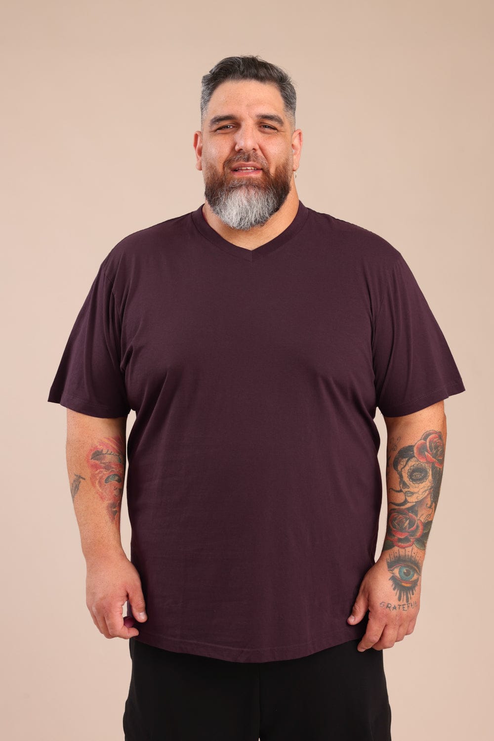 FOX פלאס גברים חולצה חולצת בייסיק צווארון PLUS SIZE | V חולצת בייסיק צווארון PLUS SIZE | V