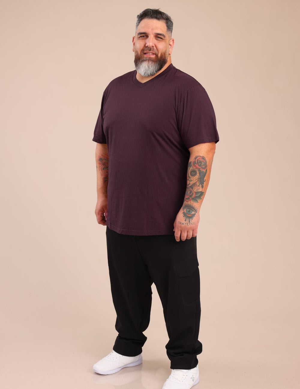 FOX פלאס גברים חולצה חולצת בייסיק צווארון PLUS SIZE | V חולצת בייסיק צווארון PLUS SIZE | V