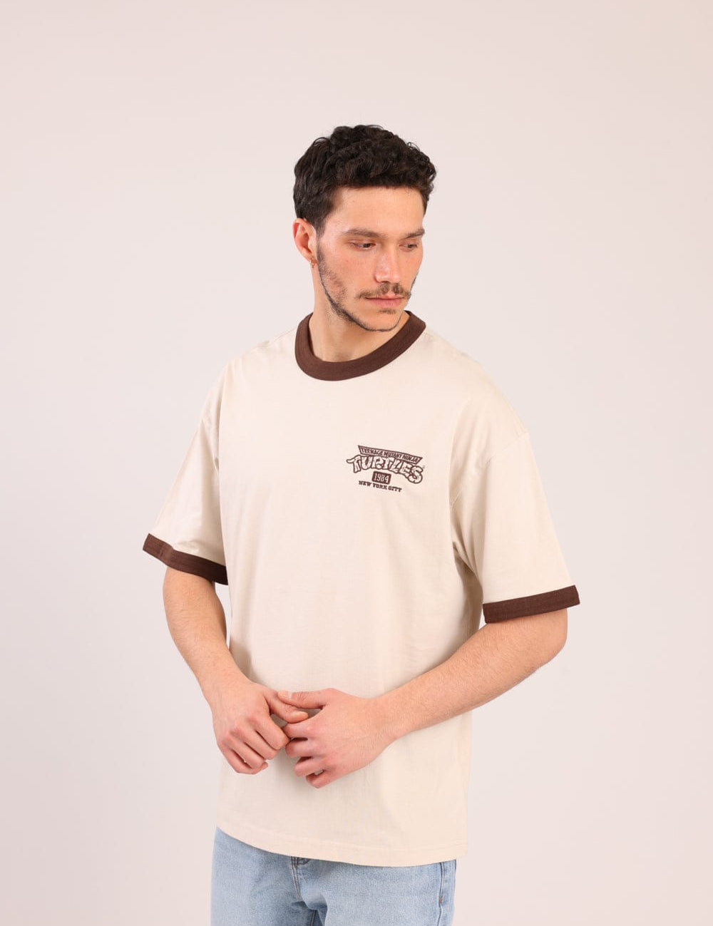 FOX גברים חולצה קצרה חולצה ממותגת צבי הנינג'ה חולצה ממותגת צבי הנינג'ה