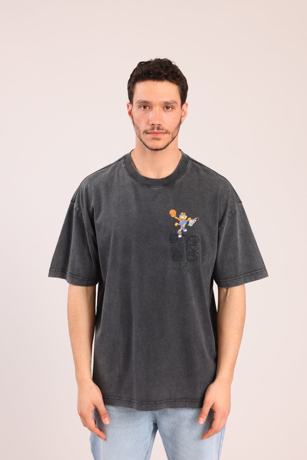 FOX גברים חולצה קצרה חולצה ממותגת גארפילד חולצה ממותגת גארפילד