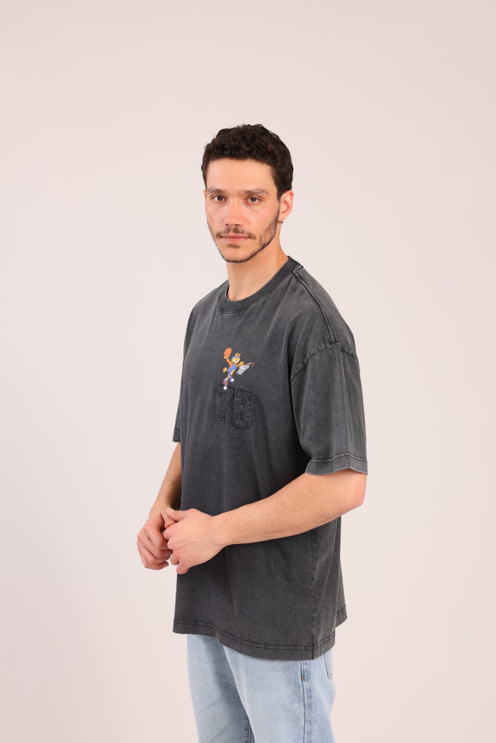 FOX גברים חולצה קצרה חולצה ממותגת גארפילד חולצה ממותגת גארפילד