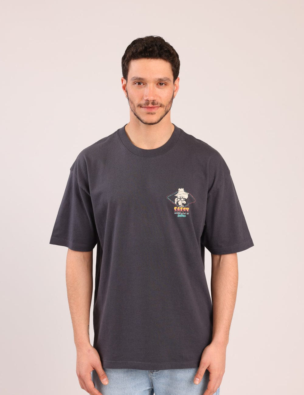 FOX גברים חולצה קצרה חולצה ממותגת בוב ספוג חולצה ממותגת בוב ספוג