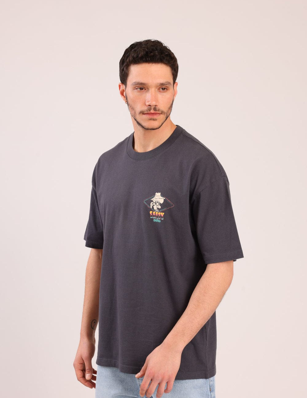 FOX גברים חולצה קצרה חולצה ממותגת בוב ספוג חולצה ממותגת בוב ספוג