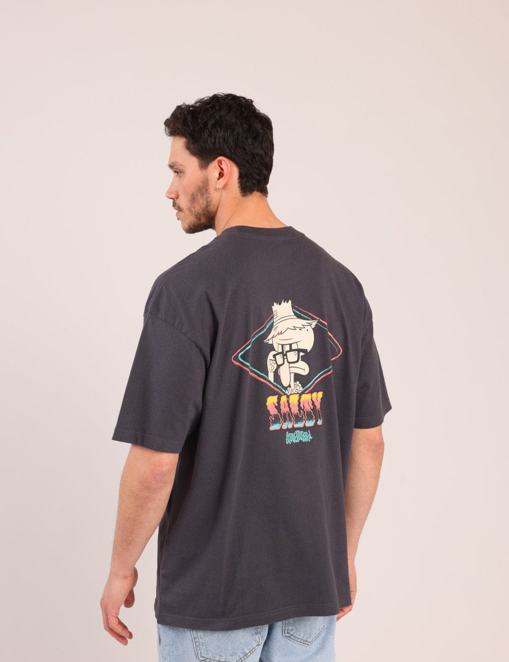 FOX גברים חולצה קצרה חולצה ממותגת בוב ספוג חולצה ממותגת בוב ספוג