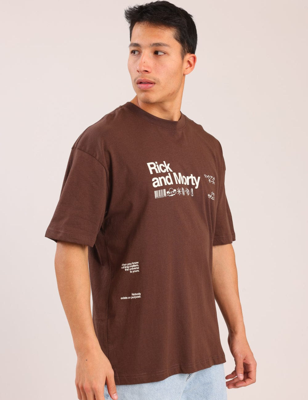 FOX גברים חולצה חולצה ממותגת ריק ומורטי חולצה ממותגת ריק ומורטי