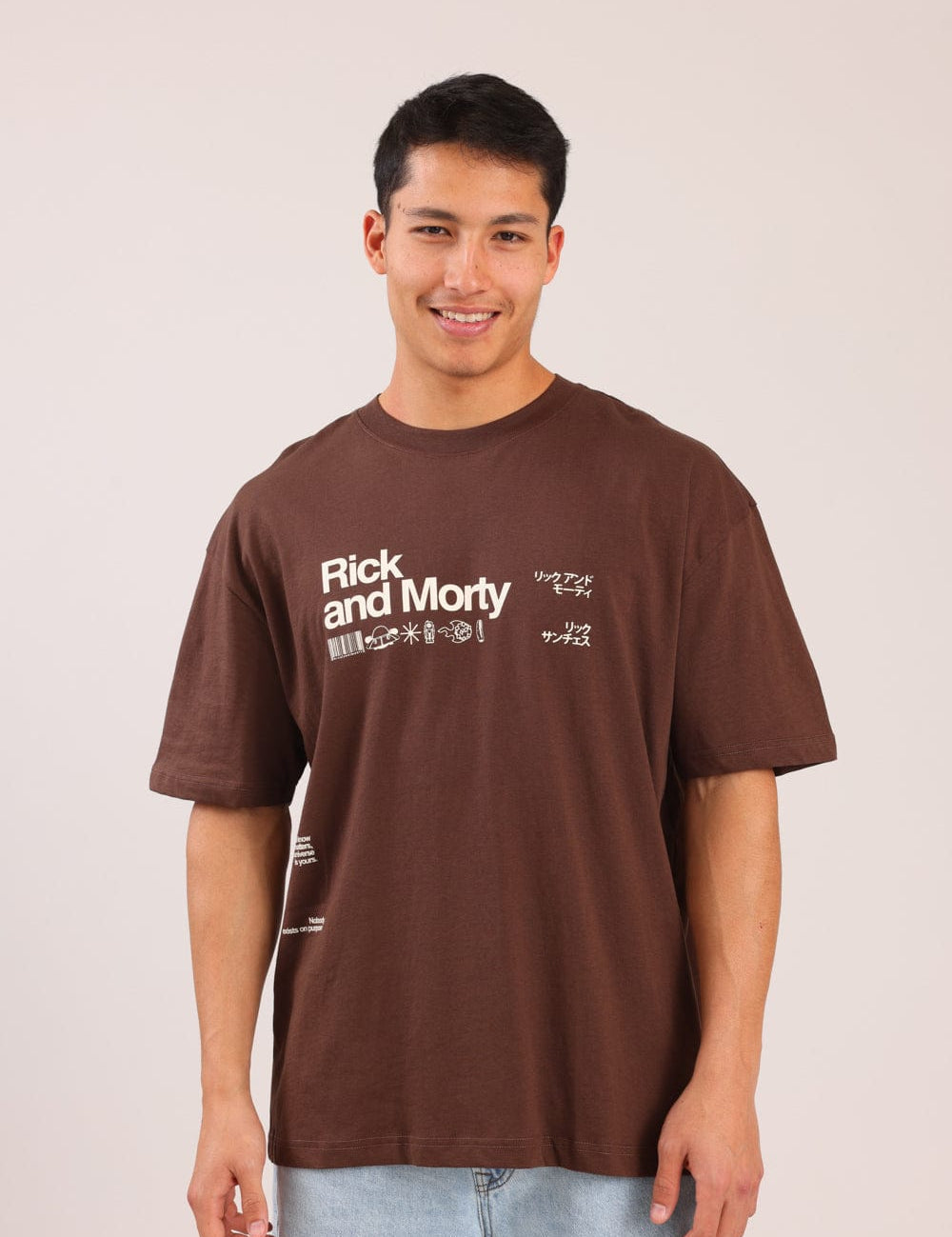 FOX גברים חולצה חולצה ממותגת ריק ומורטי חולצה ממותגת ריק ומורטי