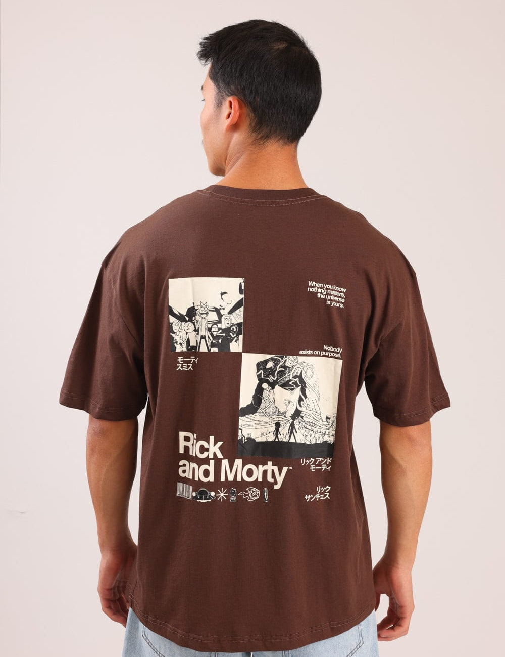 FOX גברים חולצה חולצה ממותגת ריק ומורטי חולצה ממותגת ריק ומורטי