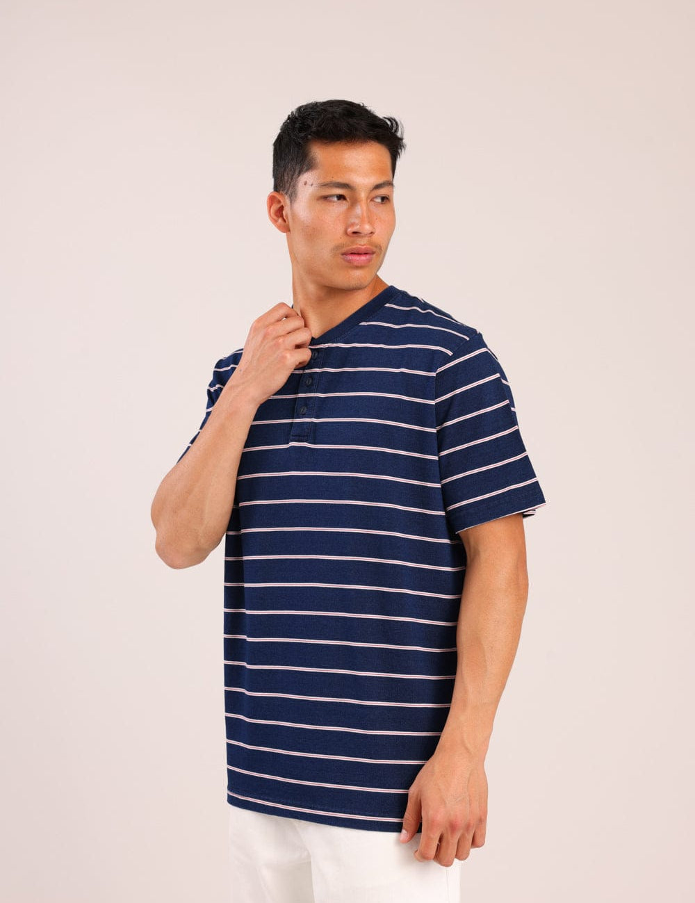 FOX גברים חולצה קצרה חולצת פסים עם כפתורים חולצת פסים עם כפתורים