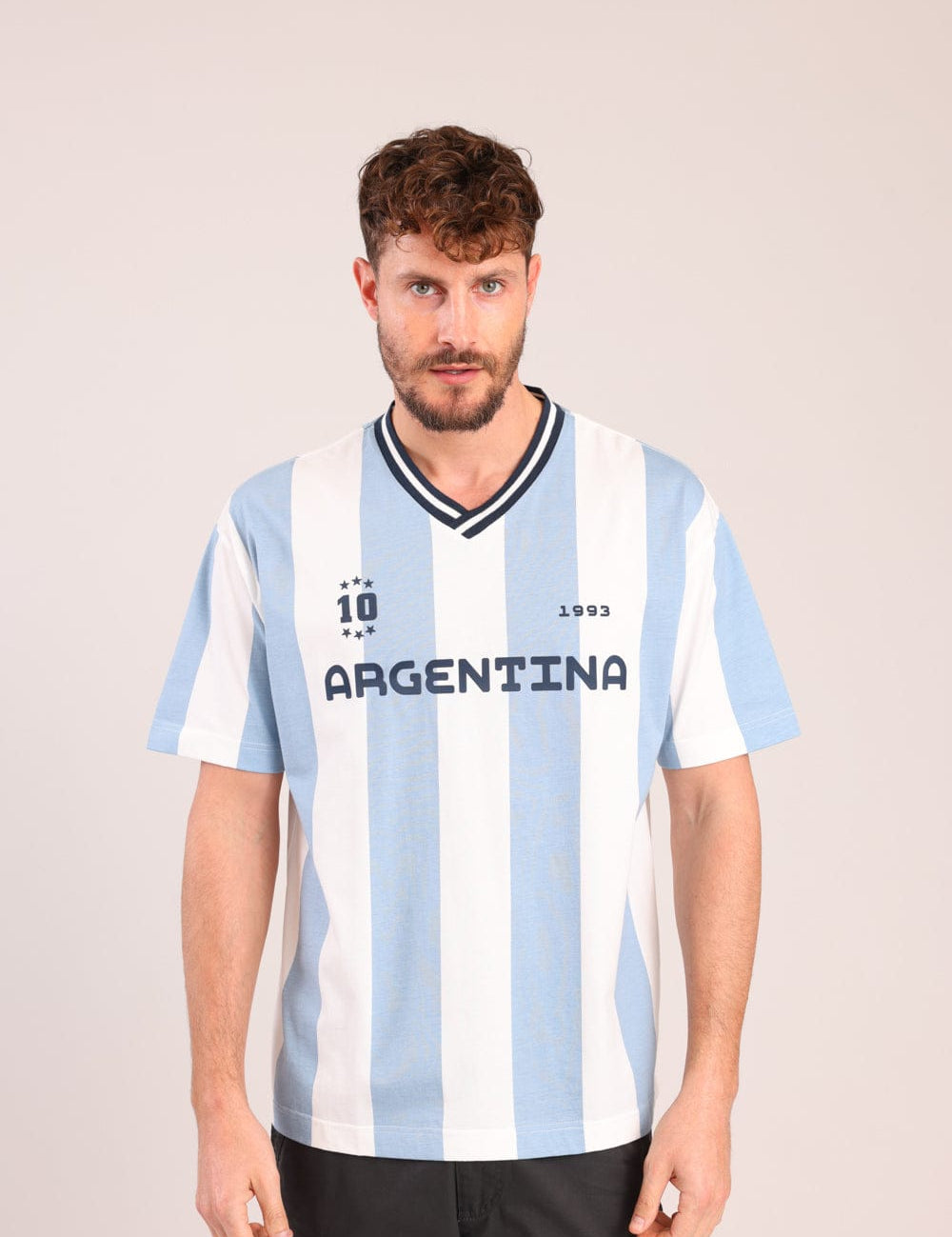 FOX גברים חולצה קצרה חולצה פסים עם הדפס חולצה פסים עם הדפס