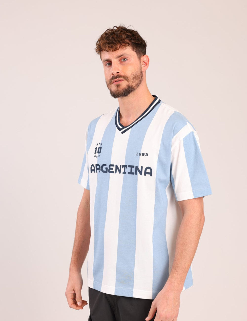 FOX גברים חולצה קצרה חולצה פסים עם הדפס חולצה פסים עם הדפס