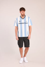 FOX גברים חולצה קצרה חולצה פסים עם הדפס חולצה פסים עם הדפס