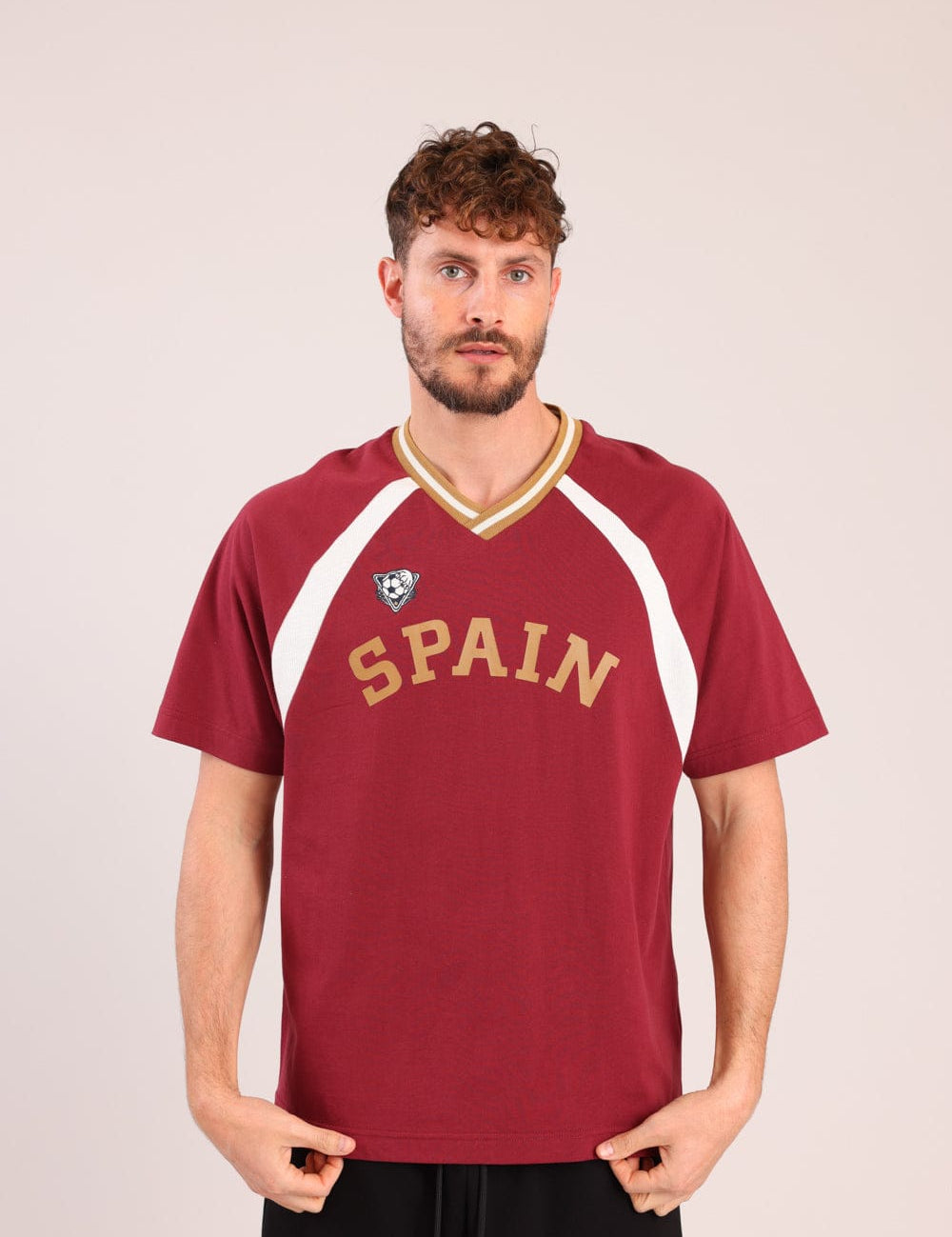 FOX גברים חולצה קצרה חולצת V עם הדפס חולצת V עם הדפס