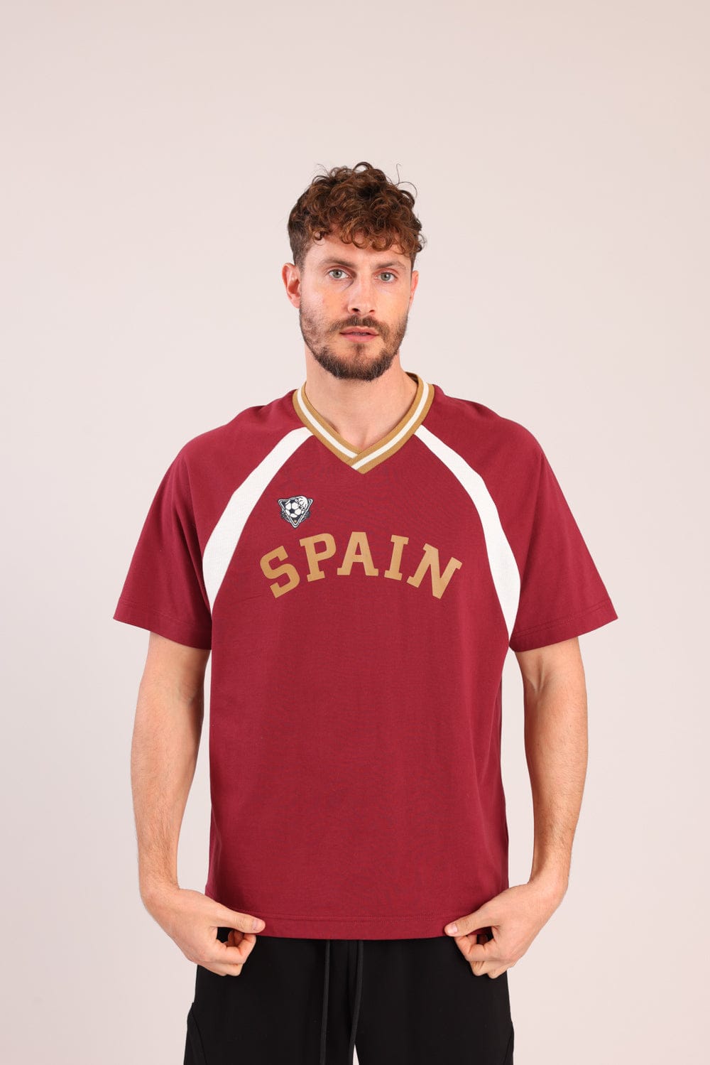 FOX גברים חולצה קצרה חולצת V עם הדפס חולצת V עם הדפס