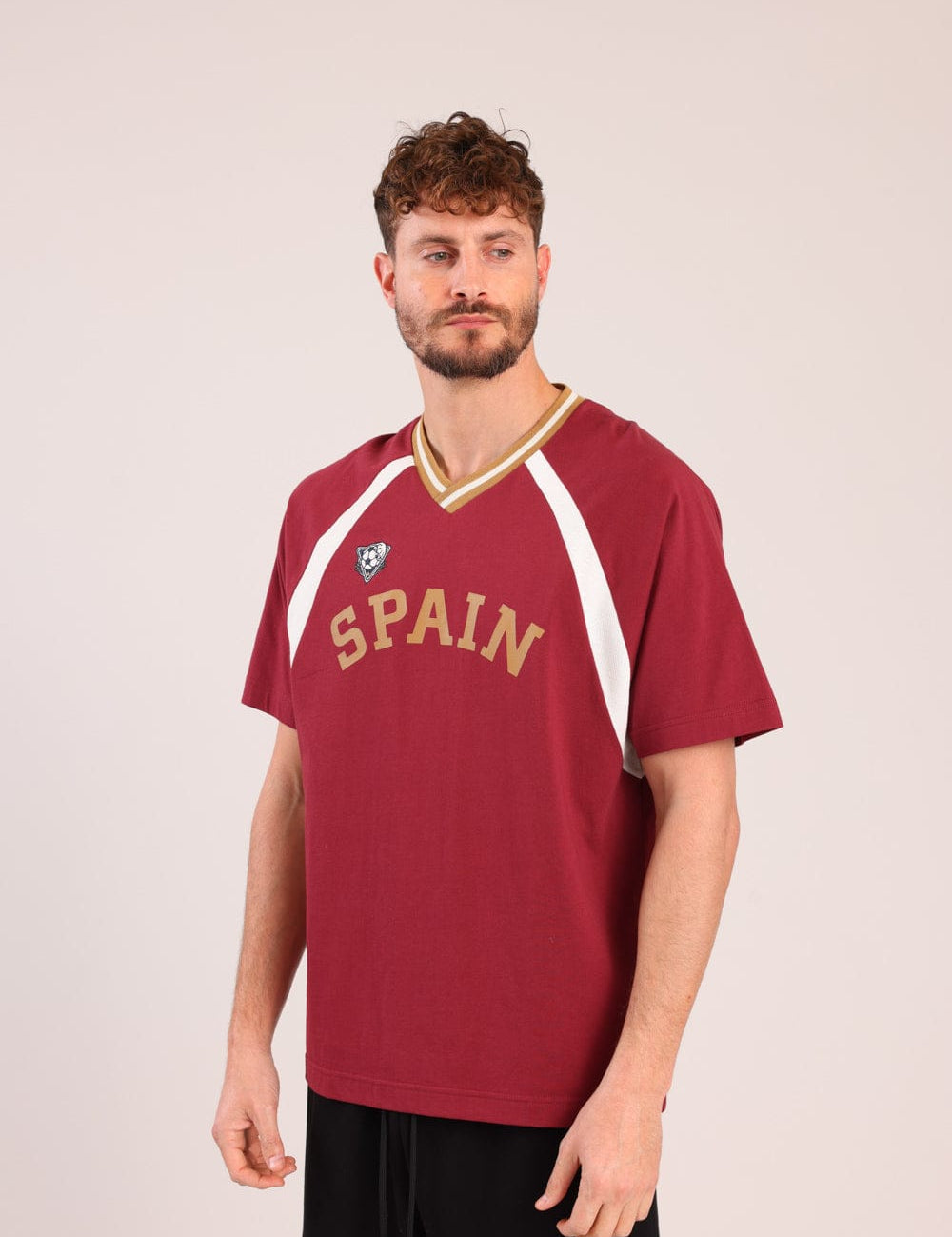 FOX גברים חולצה קצרה חולצת V עם הדפס חולצת V עם הדפס