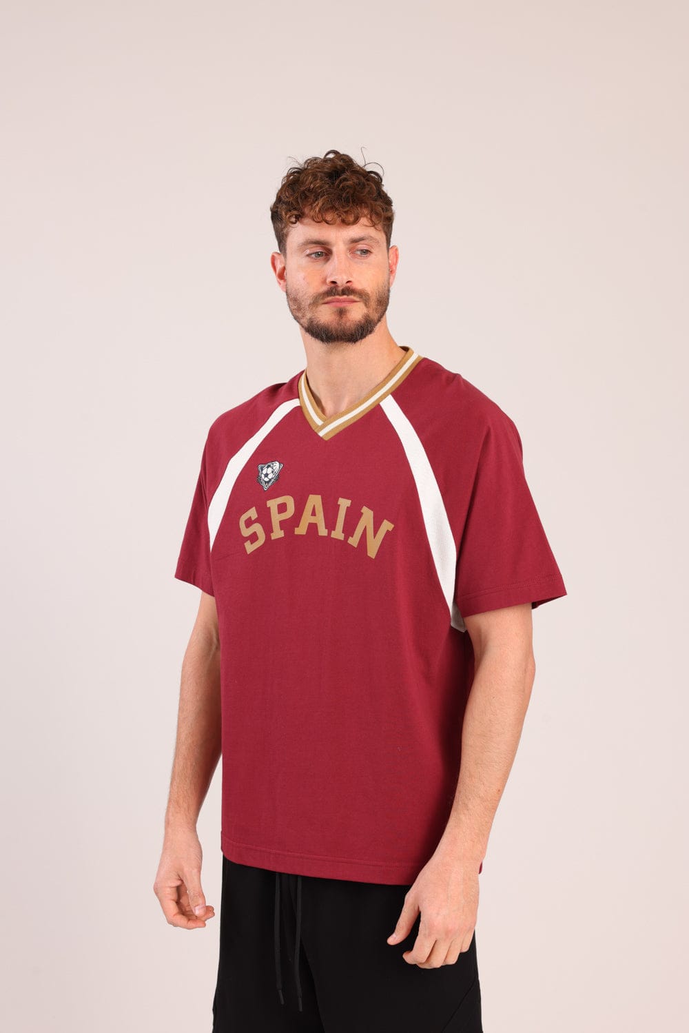 FOX גברים חולצה קצרה חולצת V עם הדפס חולצת V עם הדפס