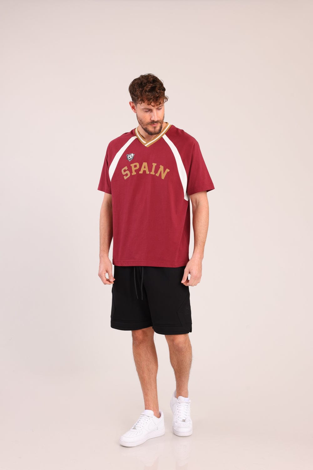 FOX גברים חולצה קצרה חולצת V עם הדפס חולצת V עם הדפס