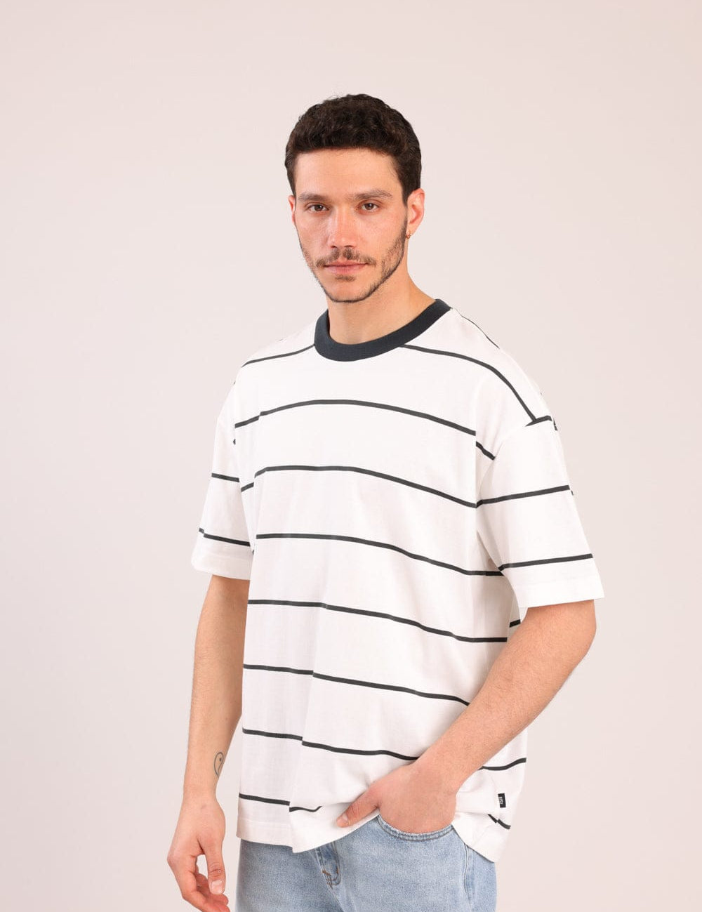 FOX גברים חולצה קצרה חולצה עם פסים חולצה עם פסים