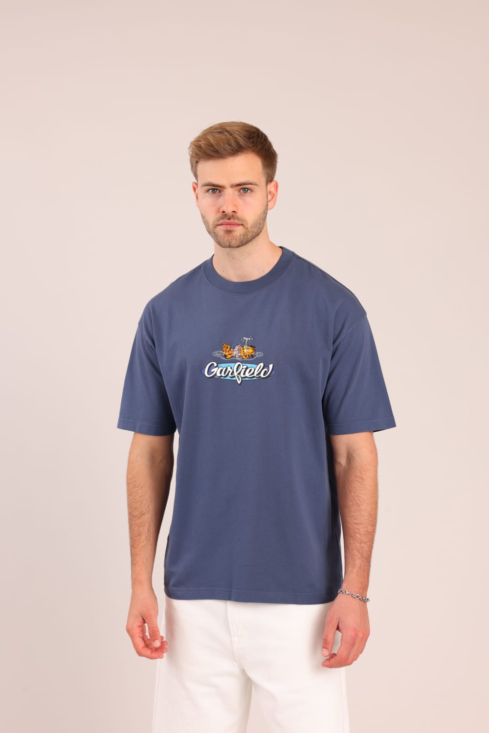 FOX גברים חולצה קצרה חולצה ממותגת גארפילד חולצה ממותגת גארפילד