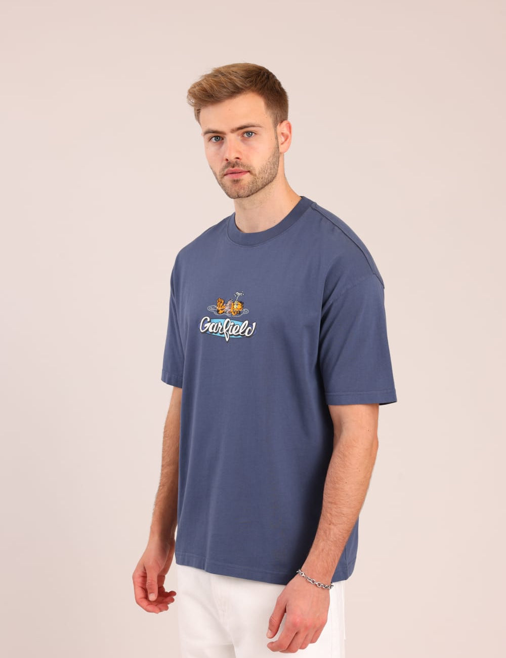FOX גברים חולצה קצרה חולצה ממותגת גארפילד חולצה ממותגת גארפילד