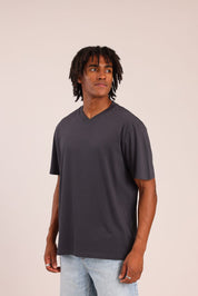 FOX גברים חולצה קצרה טישרט בייסיק צווארון V טישרט בייסיק צווארון V