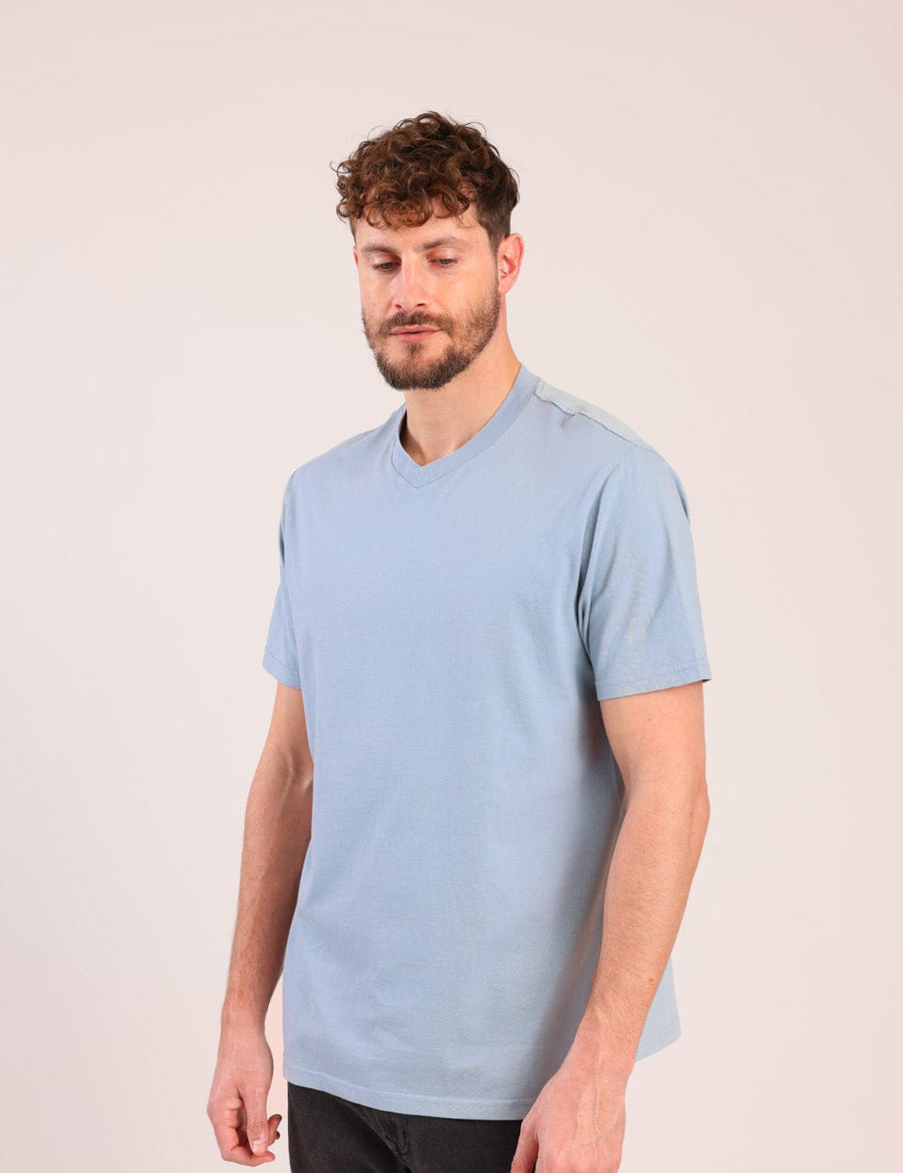 FOX גברים חולצה קצרה טישרט בייסיק צווארון V טישרט בייסיק צווארון V