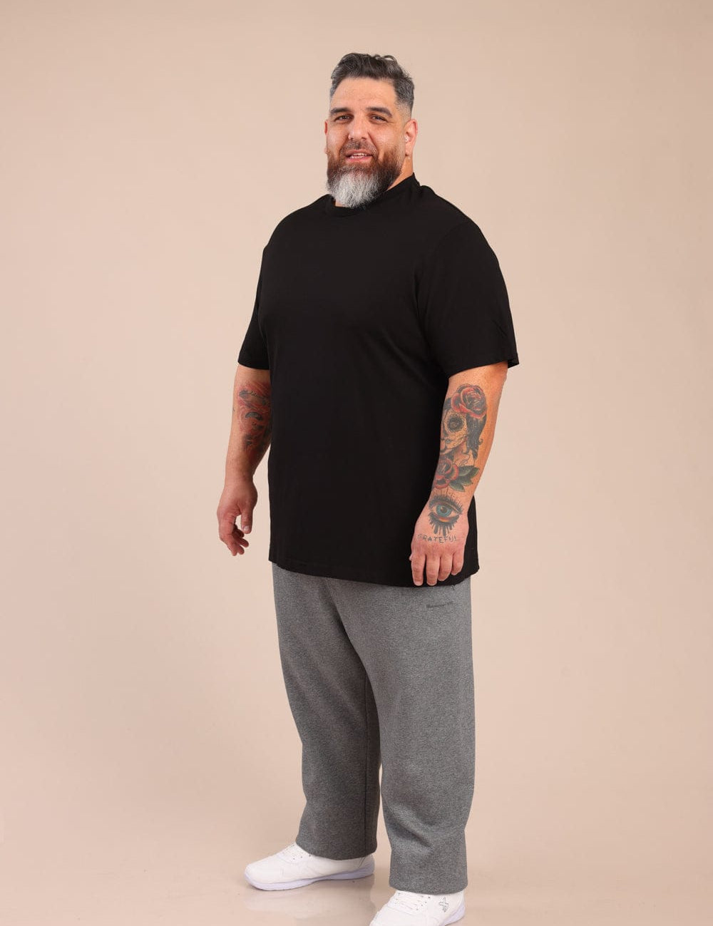 FOX פלאס גברים חולצה חולצת בייסיק עגול | PLUS SIZE חולצת בייסיק עגול | PLUS SIZE