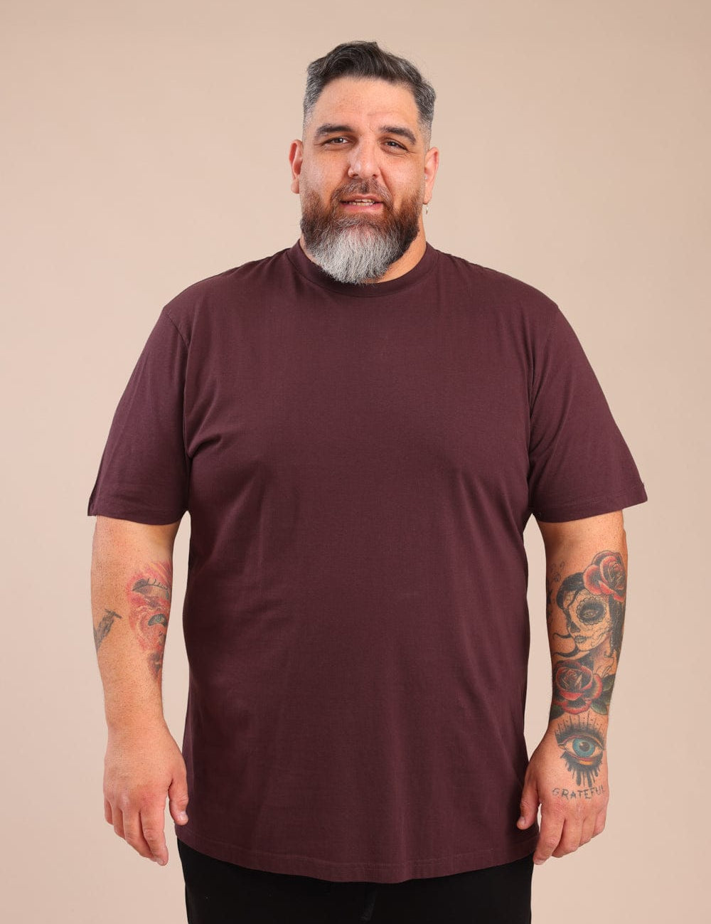 FOX פלאס גברים חולצה חולצת בייסיק עגול | PLUS SIZE חולצת בייסיק עגול | PLUS SIZE