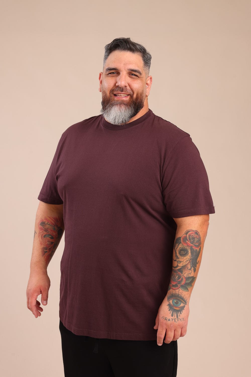 FOX פלאס גברים חולצה חולצת בייסיק עגול | PLUS SIZE חולצת בייסיק עגול | PLUS SIZE