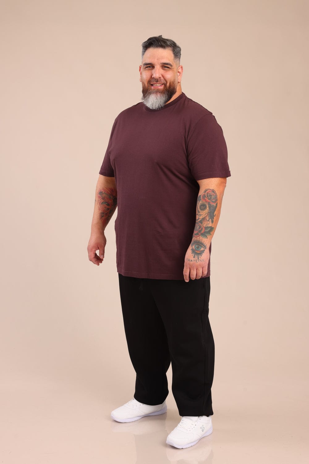 FOX פלאס גברים חולצה חולצת בייסיק עגול | PLUS SIZE חולצת בייסיק עגול | PLUS SIZE