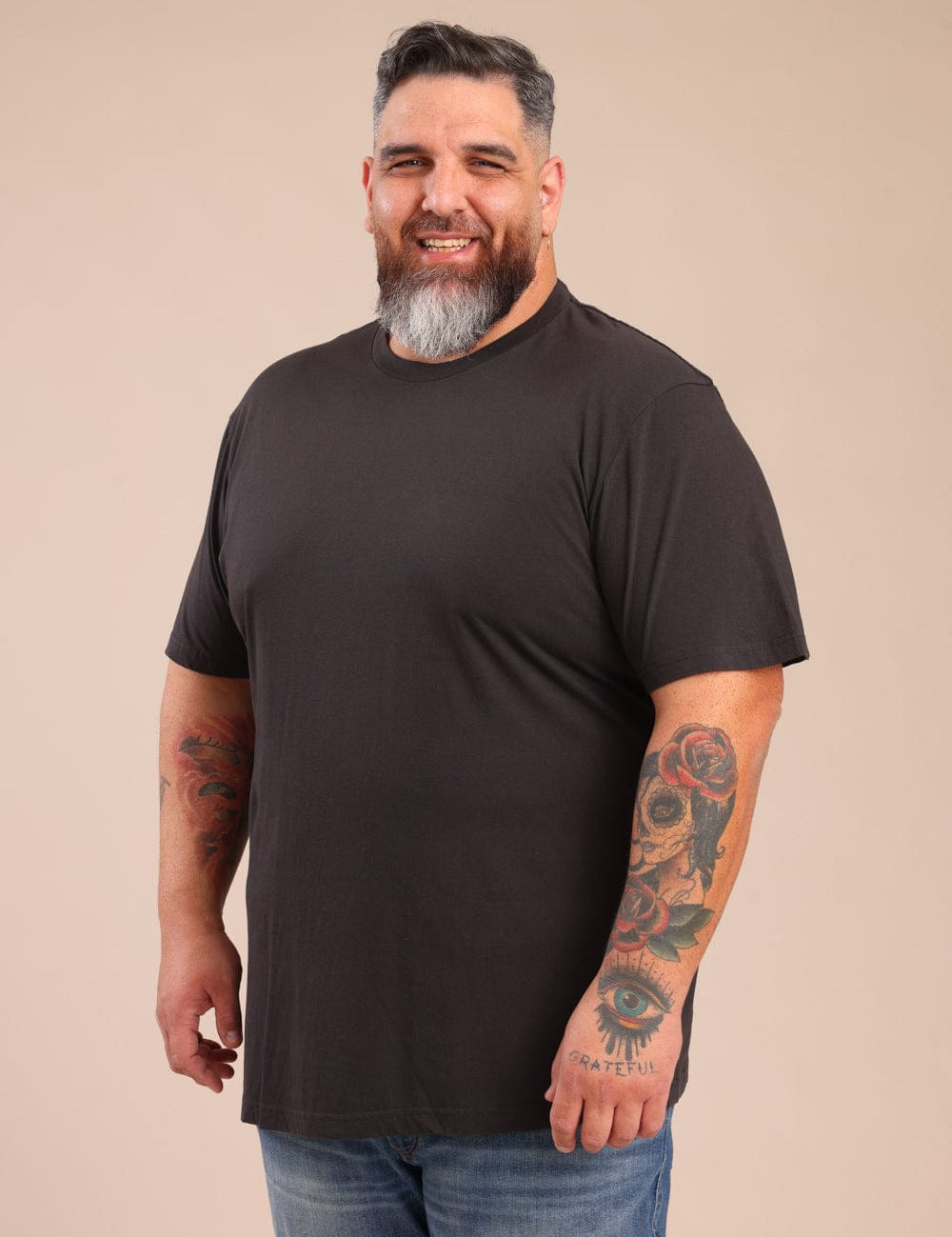 FOX פלאס גברים חולצה חולצת בייסיק עגול | PLUS SIZE חולצת בייסיק עגול | PLUS SIZE