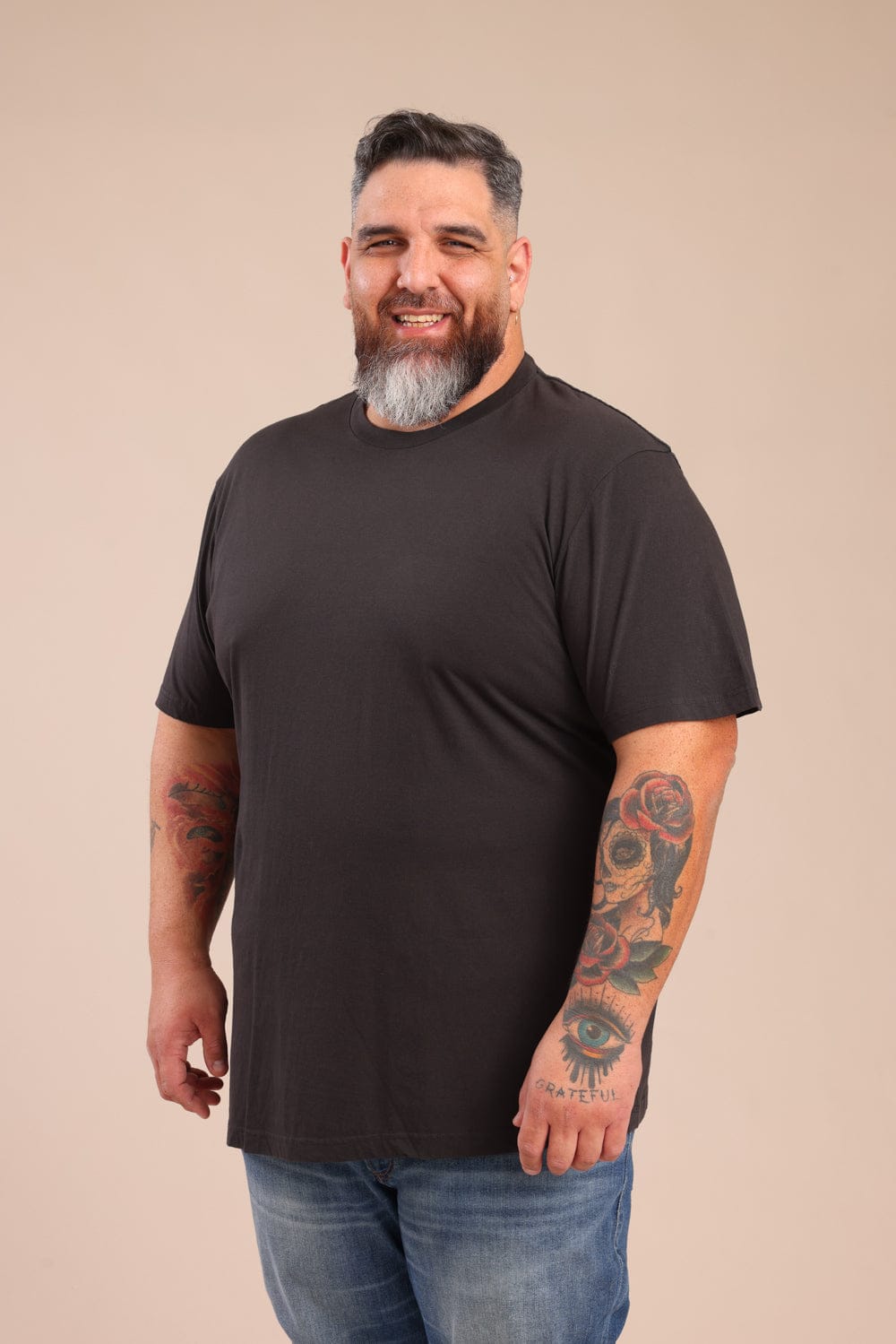 FOX פלאס גברים חולצה חולצת בייסיק עגול | PLUS SIZE חולצת בייסיק עגול | PLUS SIZE