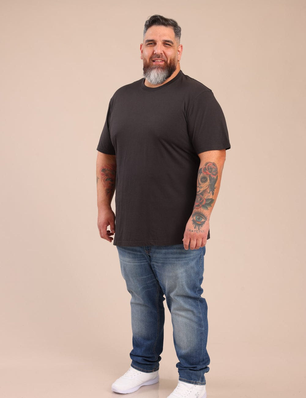 FOX פלאס גברים חולצה חולצת בייסיק עגול | PLUS SIZE חולצת בייסיק עגול | PLUS SIZE