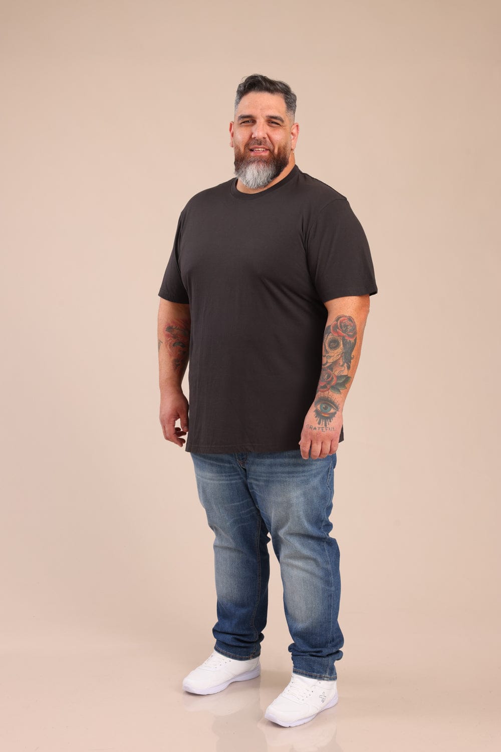 FOX פלאס גברים חולצה חולצת בייסיק עגול | PLUS SIZE חולצת בייסיק עגול | PLUS SIZE