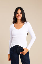 FOX נשים חולצה חולצה ארוכה צווארון V FOX | חולצה ארוכה צווארון V | קנה עכשיו