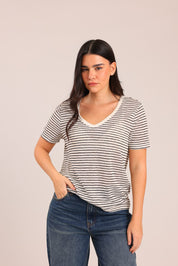 FOX נשים חולצה קצרה חולצה עם פסים חולצה עם פסים