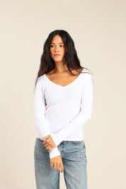 FOX נשים חולצה חולצה ארוכה צווארון V FOX | חולצה ארוכה צווארון V | קנה עכשיו