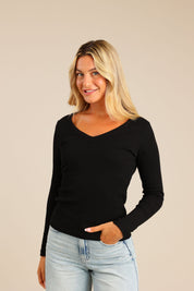 FOX נשים חולצה חולצה ארוכה צווארון V FOX | חולצה ארוכה צווארון V | קנה עכשיו