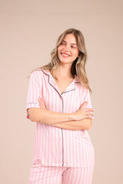 FOX נשים אחר פיג'מה מכופתרת עם פסים פיג'מה מכופתרת עם פסים