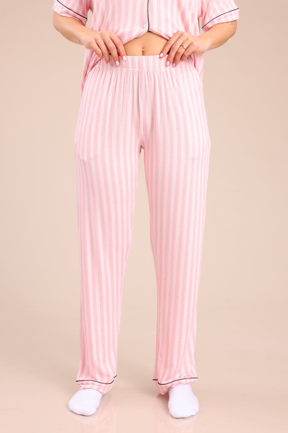 FOX נשים אחר פיג'מה מכופתרת עם פסים פיג'מה מכופתרת עם פסים