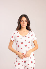 FOX נשים אחר פיג'מה עם הדפס תותים פיג'מה עם הדפס תותים