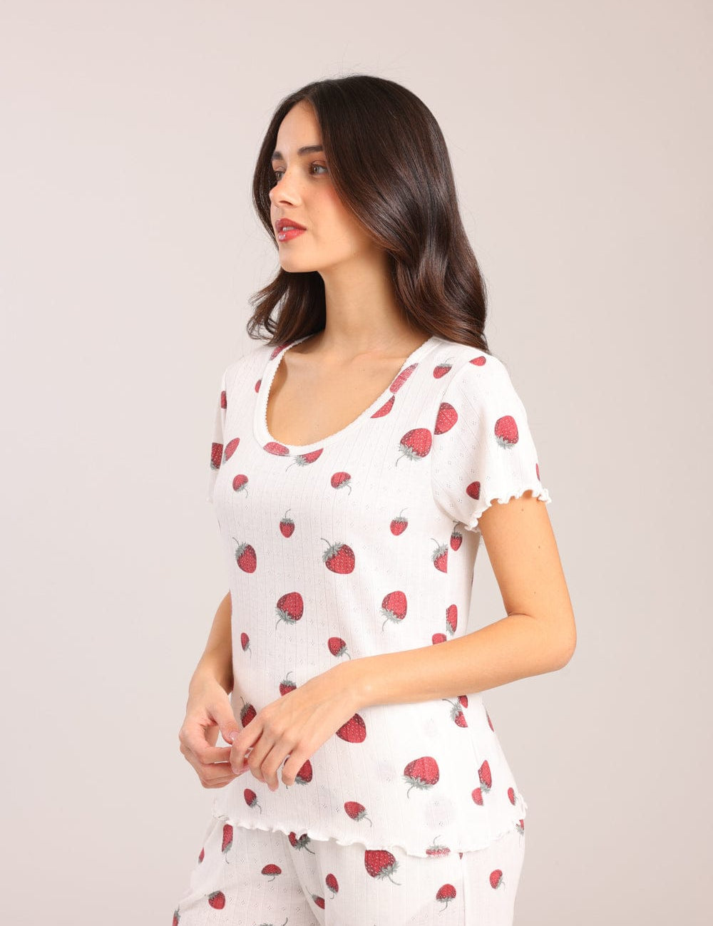 FOX נשים אחר פיג'מה עם הדפס תותים פיג'מה עם הדפס תותים