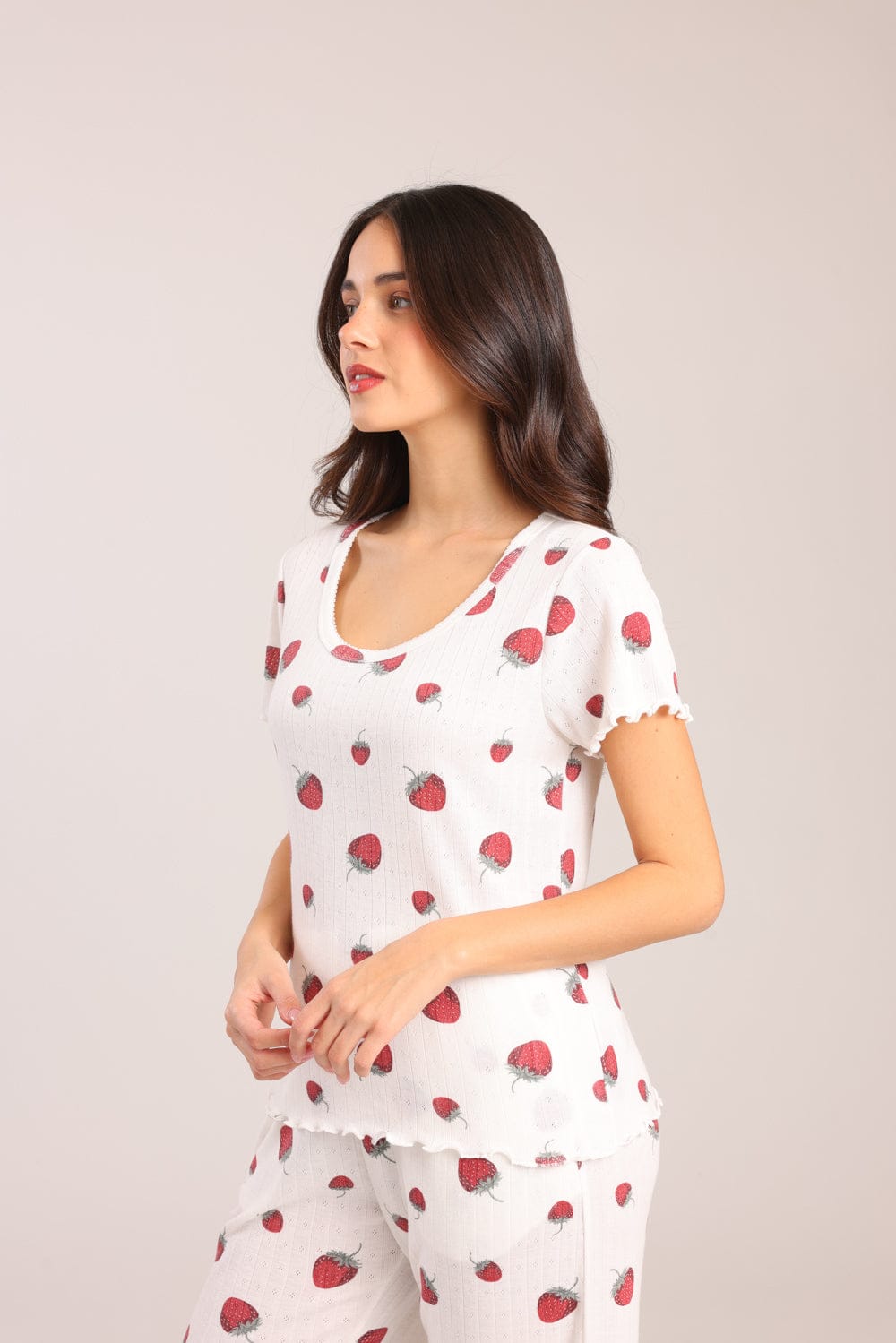 FOX נשים אחר פיג'מה עם הדפס תותים פיג'מה עם הדפס תותים