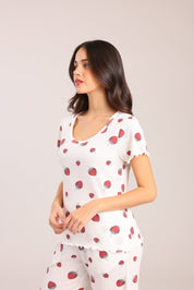 FOX נשים אחר פיג'מה עם הדפס תותים פיג'מה עם הדפס תותים