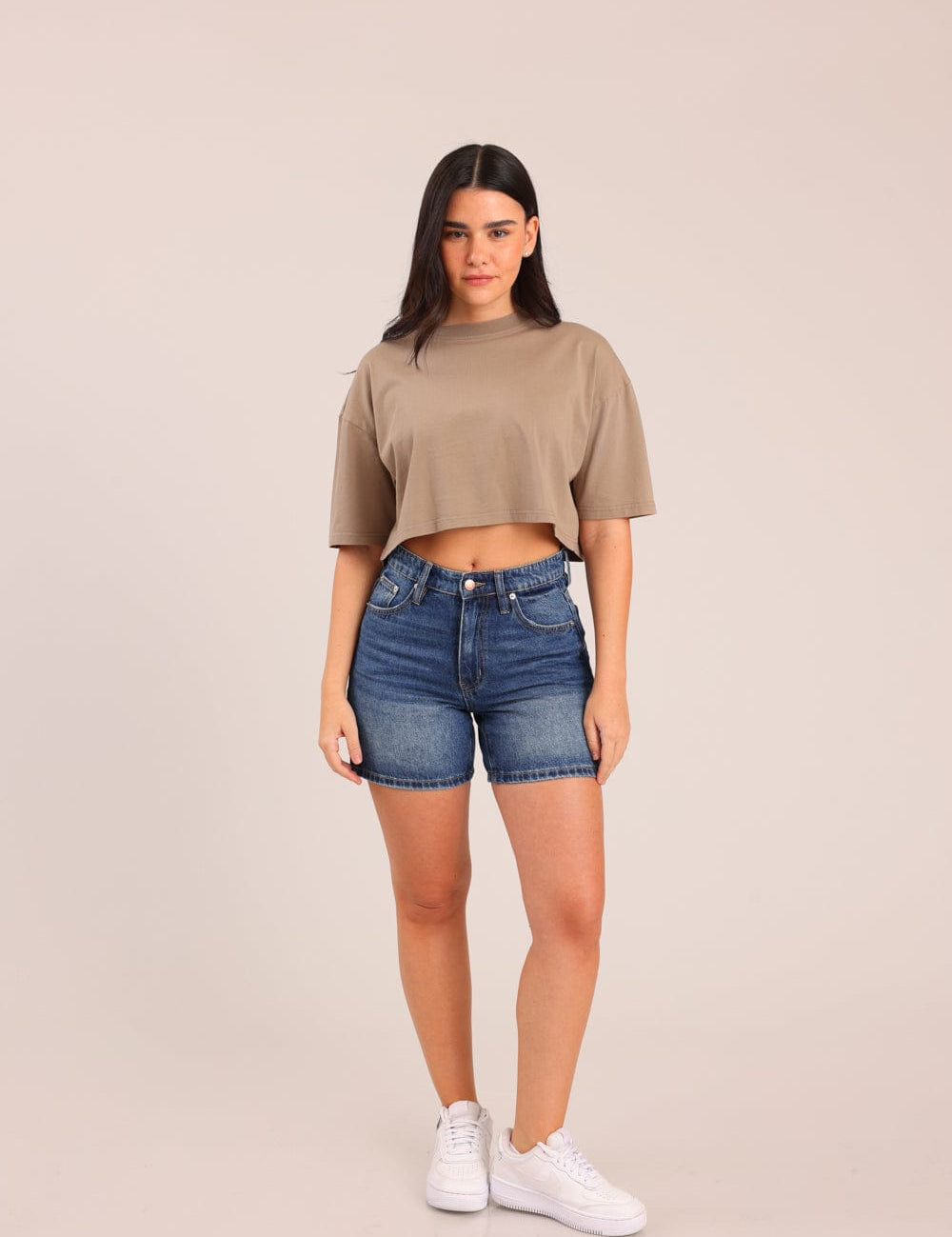 FOX נשים מכנסיים קצרים ג'ינס MOM קצר ג'ינס MOM קצר