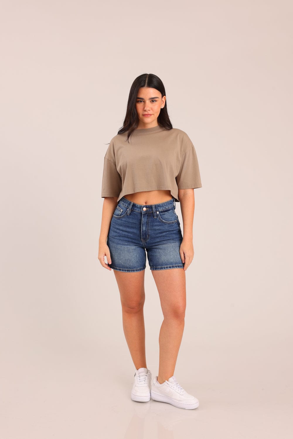 FOX נשים מכנסיים קצרים ג'ינס MOM קצר ג'ינס MOM קצר