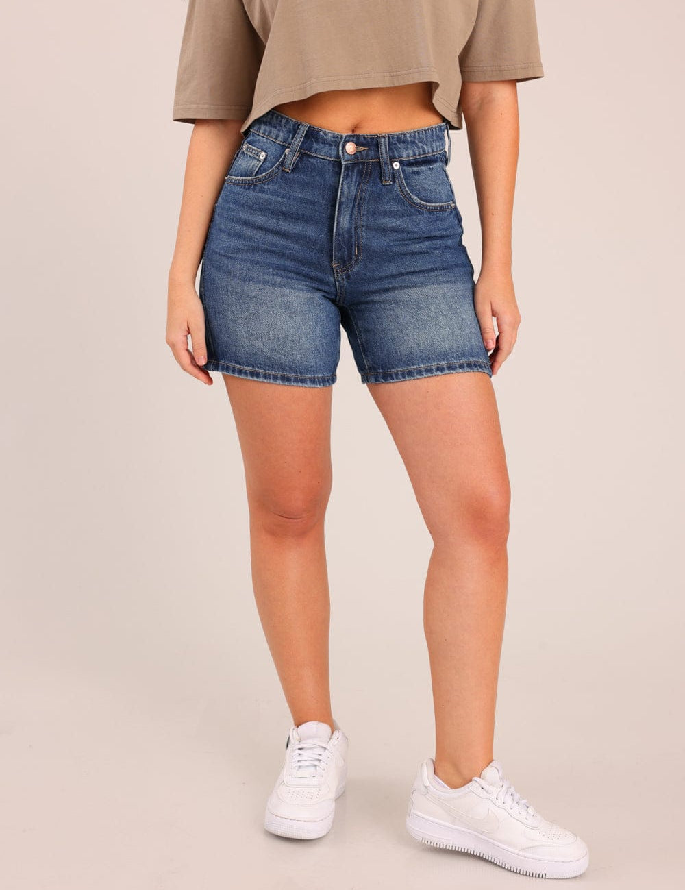 FOX נשים מכנסיים קצרים ג'ינס MOM קצר ג'ינס MOM קצר