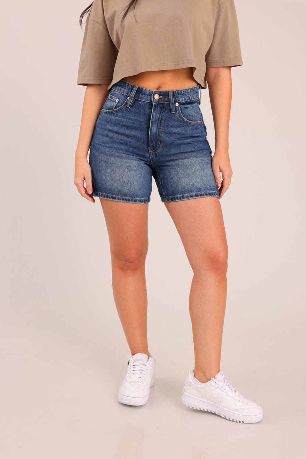 FOX נשים מכנסיים קצרים ג'ינס MOM קצר ג'ינס MOM קצר