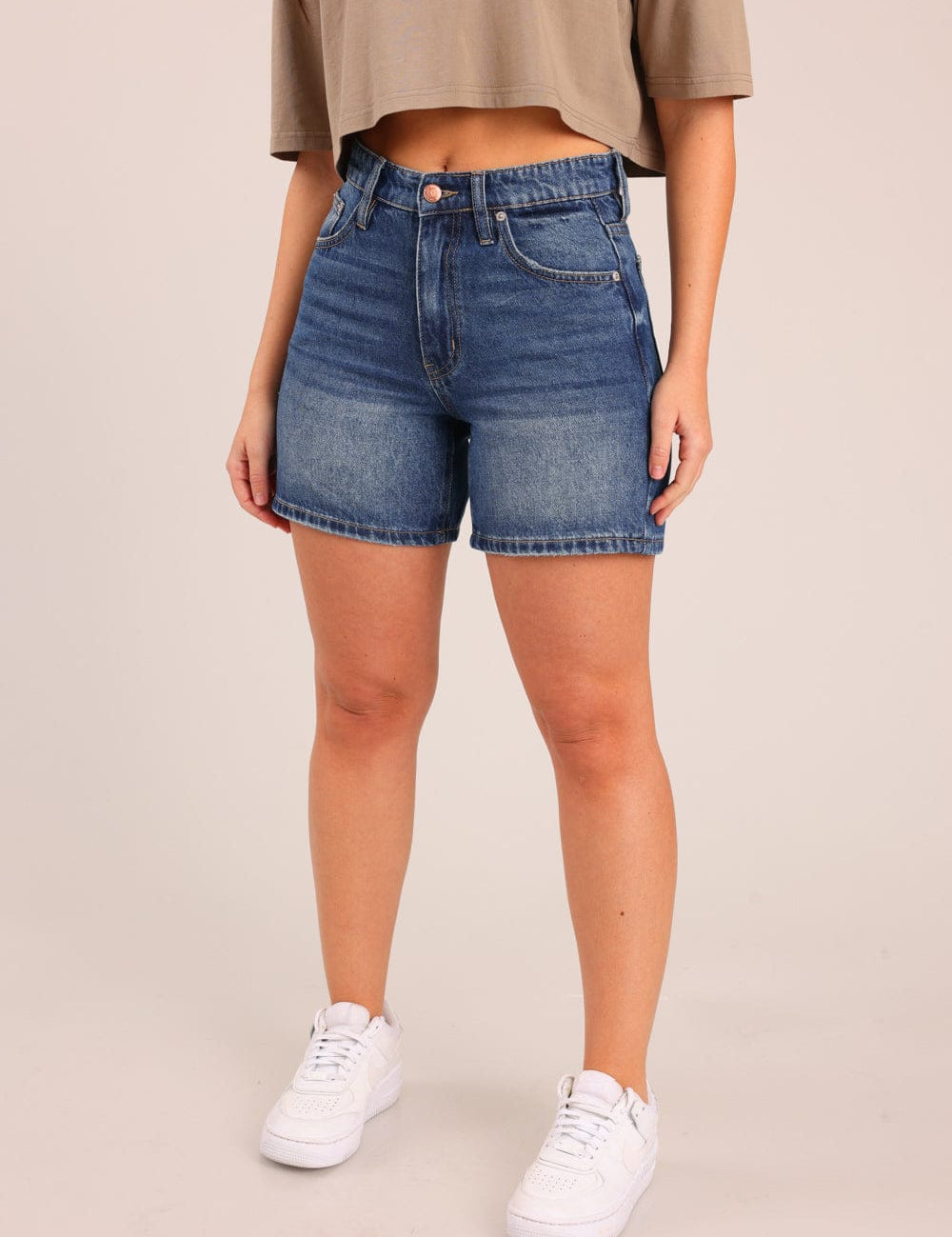 FOX נשים מכנסיים קצרים ג'ינס MOM קצר ג'ינס MOM קצר