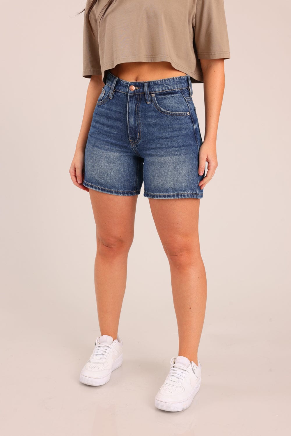 FOX נשים מכנסיים קצרים ג'ינס MOM קצר ג'ינס MOM קצר